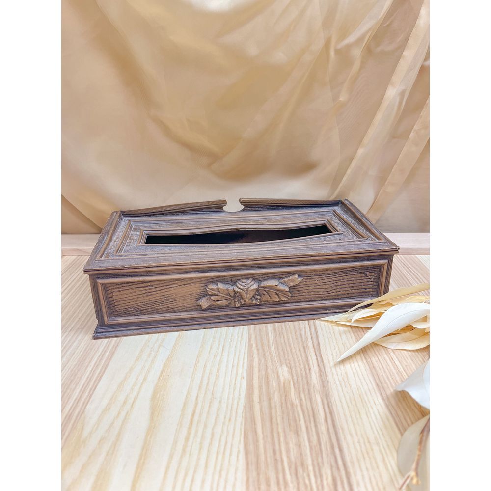 Faux wood vintage tissue box‎